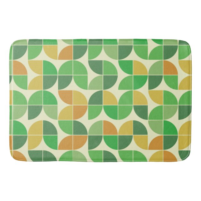 Geometrisches, grün leuchtendes Retro-Mittelteil Badematte (Vorderseite)
