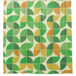 Geometrisches, grün leuchtendes Retro-Mittelteil Duschvorhang
