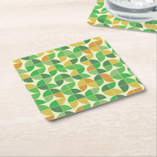 Geometrisches, grün leuchtendes Retro-Mittelteil Rechteckiger Pappuntersetzer