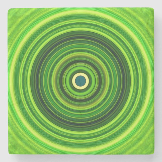 Geometrisches Grün Mandala-25436 Steinuntersetzer (Vorderseite)