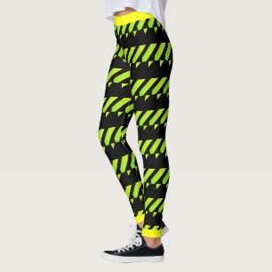 Geometrisches grün-schwarzes Muster mit gelbem Tri Leggings