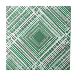 geometrisches, grün-weißes quadratisches Muster Fliese