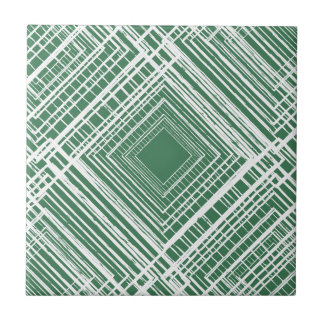 geometrisches, grün-weißes quadratisches Muster Fliese