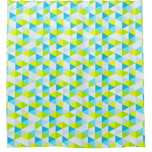 Geometrisches grüne und blaue Dreieck-modernes Duschvorhang