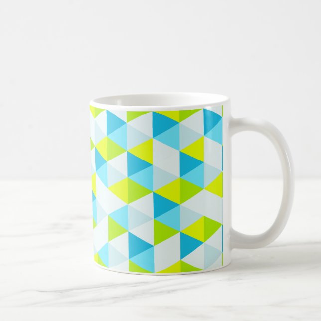 Geometrisches grüne und blaue Dreieck-modernes Kaffeetasse (Rechts)