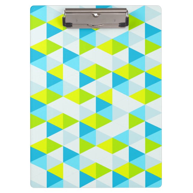 Geometrisches grüne und blaue Dreieck-modernes Klemmbrett (Vorderseite)