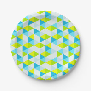 Geometrisches grüne und blaue Dreieck-modernes Pappteller