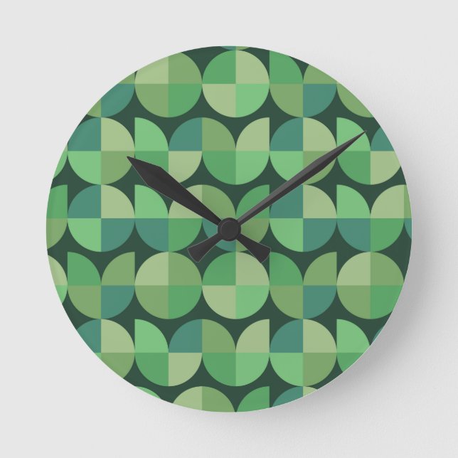 Geometrisches, grünes Aquamarines Muster des mittl Runde Wanduhr (Vorderseite)