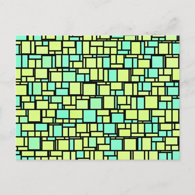 Geometrisches grünes Gelbmuster Postkarte (Vorderseite)