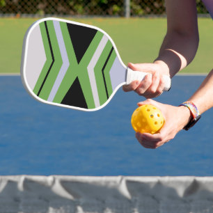 Geometrisches grünes, graues und blaues Muster Pickleball Schläger