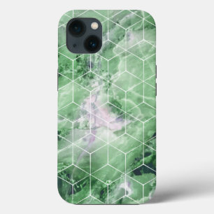 Geometrisches grünes Marmor Case-Mate iPhone Hülle