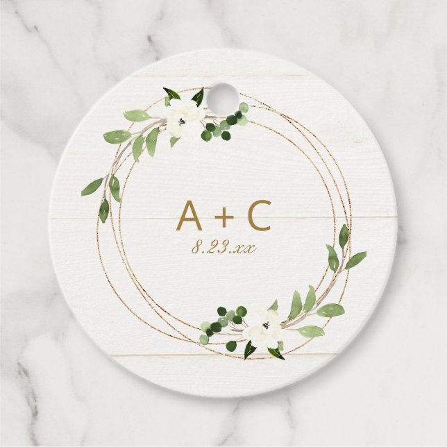 Geometrisches Grünkraut für das Hochzeitstich des  Geschenkanhänger (Vorderseite)