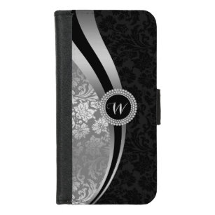 Geometrisches Gürteldesign mit schwarzen und silbe iPhone 8/7 Geldbeutel-Hülle