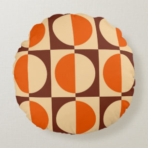 Geometrisches Halbquadrat und Kreismuster Rundes Kissen