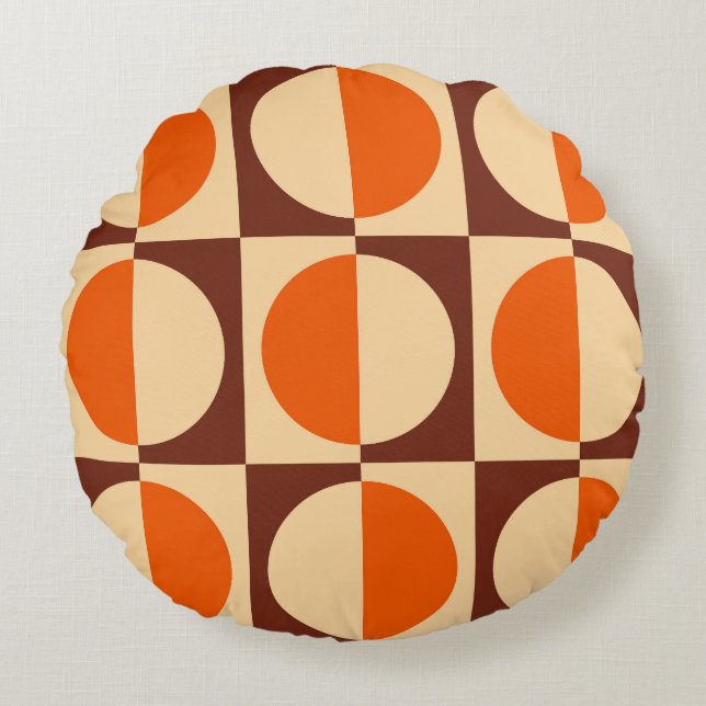 Geometrisches Halbquadrat und Kreismuster Rundes Kissen (Vorderseite)