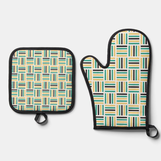 Geometrisches Harmony Oven Mitts & Pot Holders Set (Vorderseite)