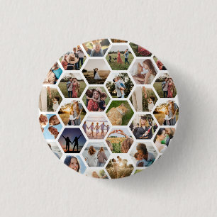 Geometrisches Hexagon-Muster-FotoCollage Button