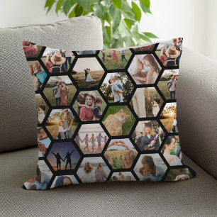 Geometrisches Hexagon-Muster-FotoCollage Kissen