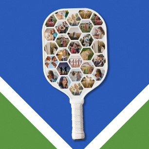Geometrisches Hexagon-Muster-FotoCollage Pickleball Schläger