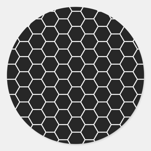 Geometrisches Hexagon-Schwarzweiss-Muster Runder Aufkleber (Vorderseite)