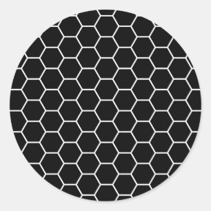 Geometrisches Hexagon-Schwarzweiss-Muster Runder Aufkleber