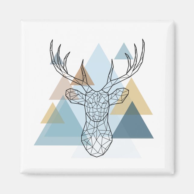 Geometrisches Hirschportrait Magnet (Vorne)