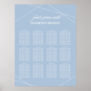 Geometrisches Hochzeitsdiagramm für blaue Peelings Poster