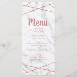 Geometrisches Hochzeitsmenü der Rose White Marble Menükarte