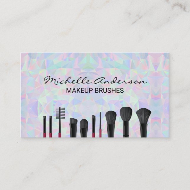 Geometrisches Holografisches Design | Makeup Brush Visitenkarte (Vorderseite)