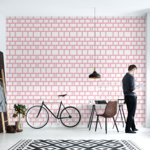 Geometrisches, horizontales Muster in rosa Rahmen Tapete