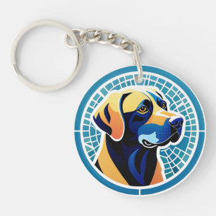 Geometrisches Hundskopf-Logo-Emblem Schlüsselanhänger