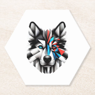Geometrisches Husky-Gesicht Design der modernen Ku Untersetzer