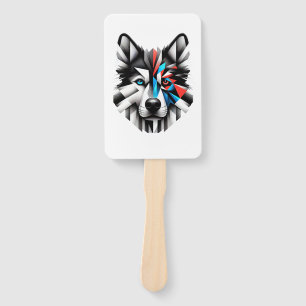Geometrisches Husky-Gesicht Modernes Art Design Fächer