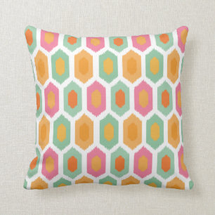 Geometrisches Ikat Korallenmeer Kissen