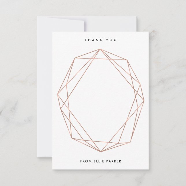 Geometrisches Imitat-Rosen-Gold des Dank-| Dankeskarte (Vorderseite)