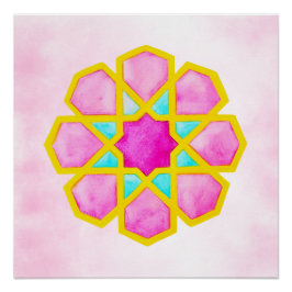 Geometrisches islamisches Kunstrosa Poster