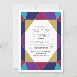 Geometrisches Juwel lila Hochzeitspaare Dusche Einladung