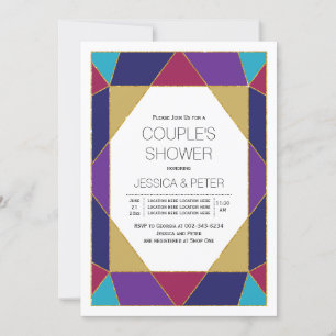 Geometrisches Juwel lila Hochzeitspaare Dusche Einladung