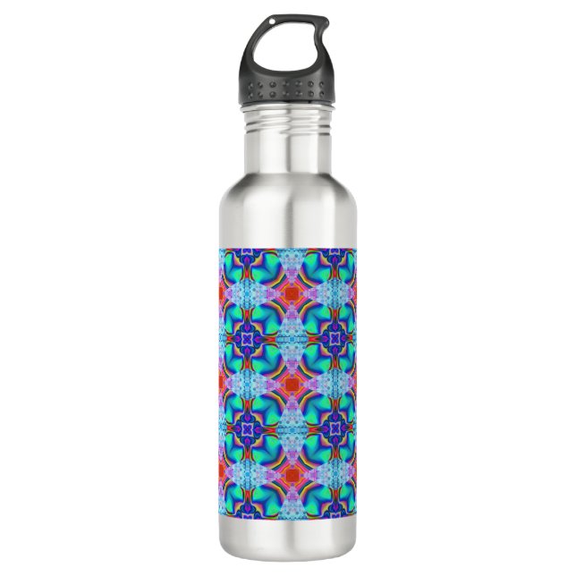 Geometrisches Kaleidoskopmuster Edelstahlflasche (Vorderseite)