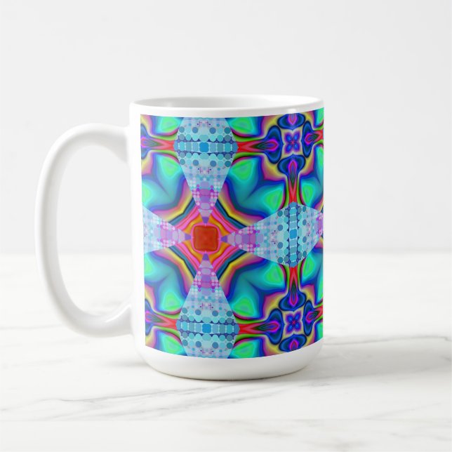 Geometrisches Kaleidoskopmuster Kaffeetasse (Links)