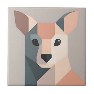 Geometrisches Känguru-Porträt Minimalistisch Fliese