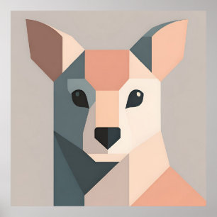 Geometrisches Känguru-Porträt Minimalistisch  Poster