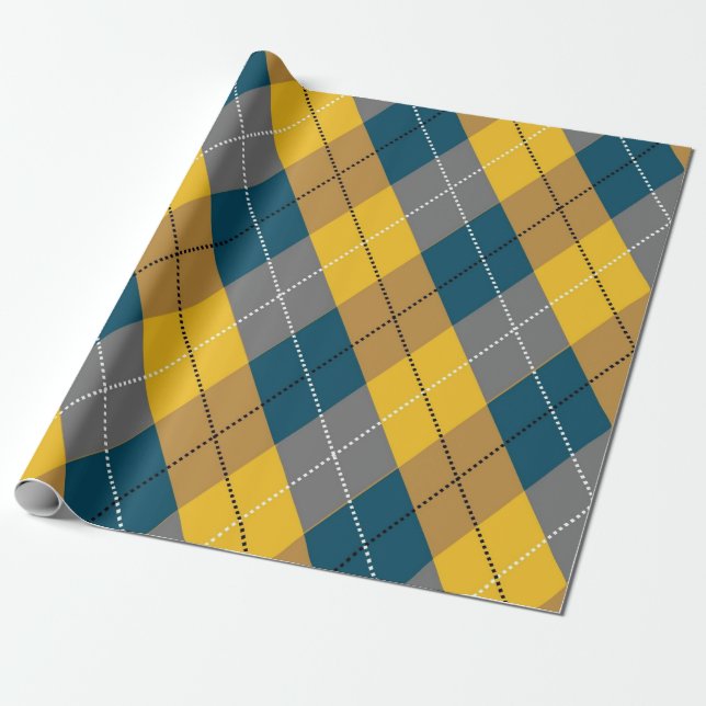 Geometrisches Kariertes Muster für die Raute der H Geschenkpapier (Ungerollt)