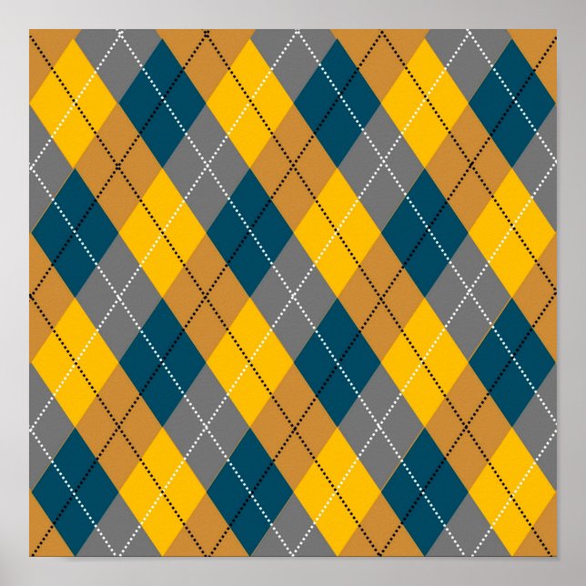 Geometrisches Kariertes Muster für die Raute der H Poster (Vorne)