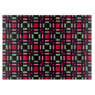 Geometrisches Karo grün rot schwarze Streifen Schneidebrett