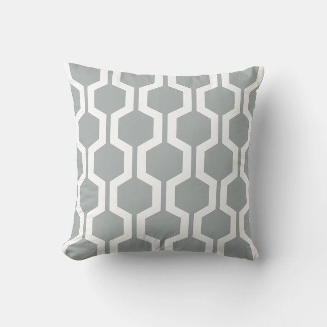 Geometrisches Knochenpilz in Paloma Gray Kissen (Vorderseite)