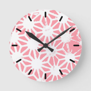 Geometrisches Korallenmuster Runde Wanduhr