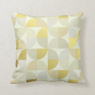 Geometrisches Kreis-Senf-graues Kissen