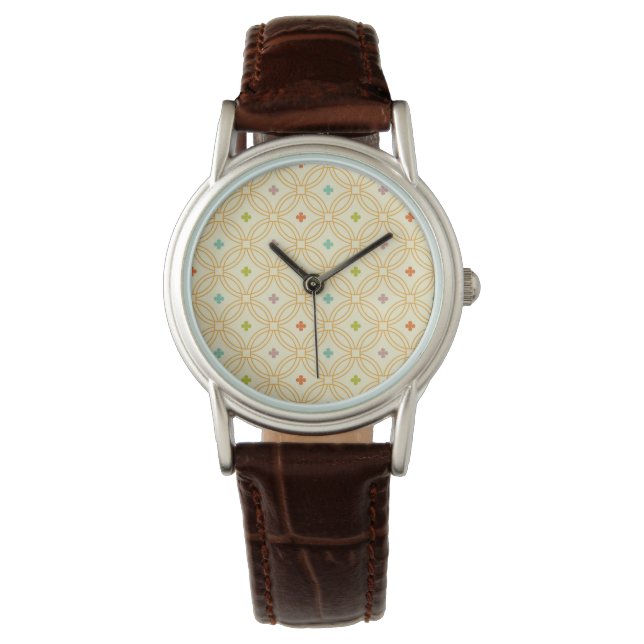 Geometrisches Kreismuster der Retro-Geometrie Armbanduhr (Vorderseite)