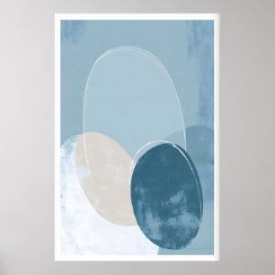 Geometrisches Kreisposter Blau Beige Überlappend Poster
